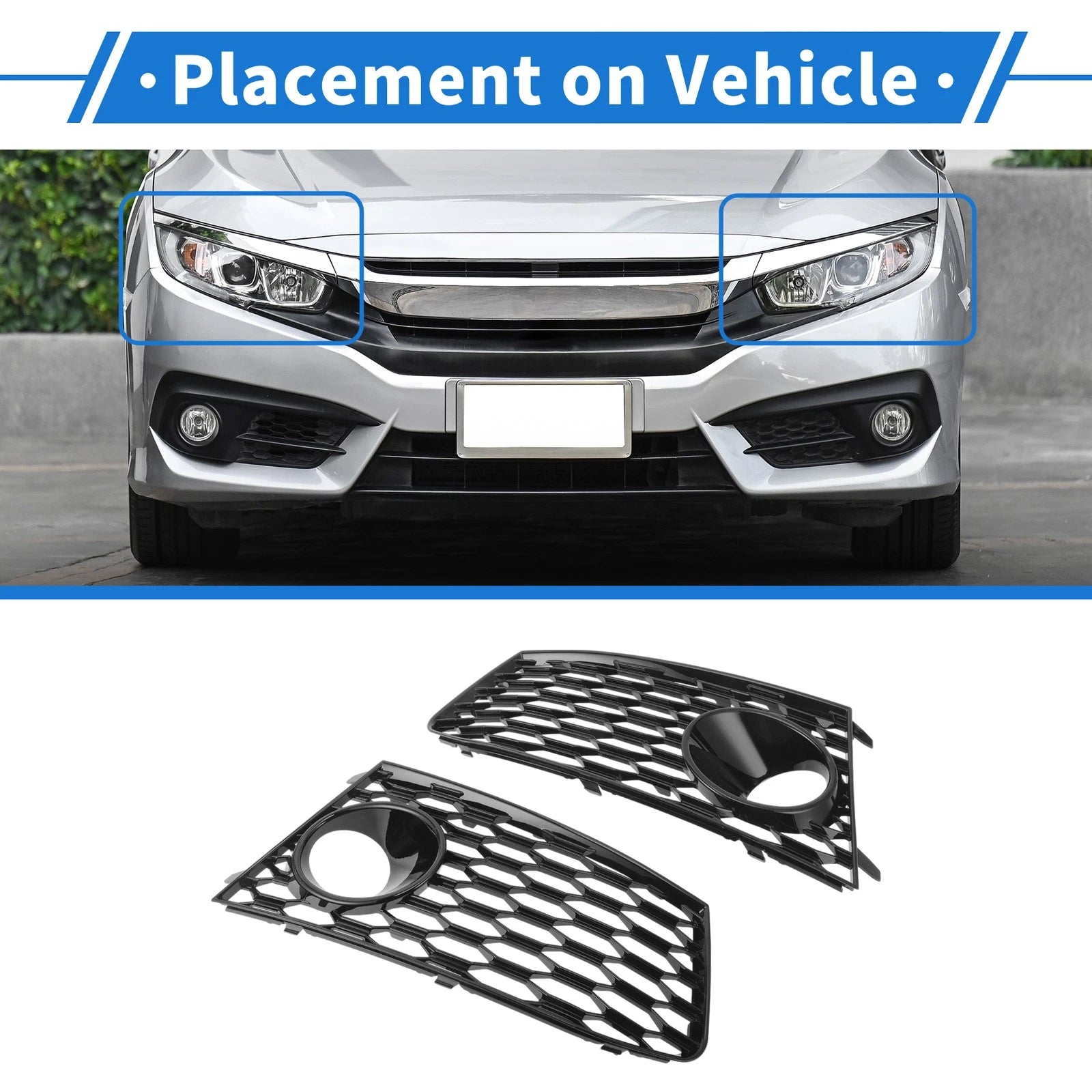 Pair Front Left Right Fog Light Grille for Audi RS7 (2014–2018)