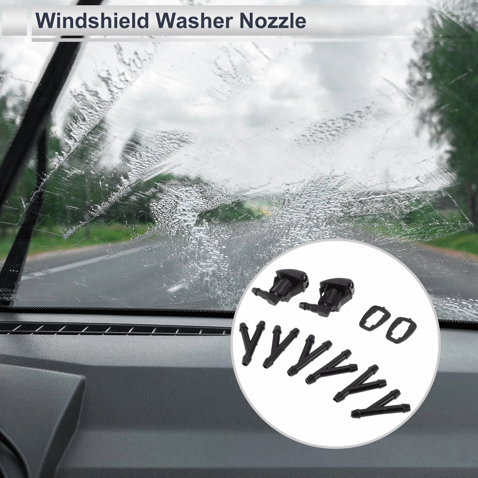 Windshield Washer Nozzle Replacement with 6 Hose Connectors for Toyota (2010–2023)