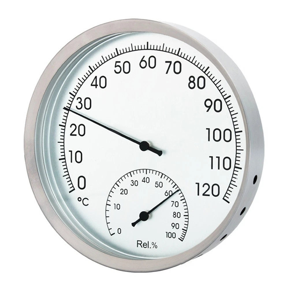 127mm Stainless Steel Dual Function Thermometer Hygrometer for Sauna (N/A)