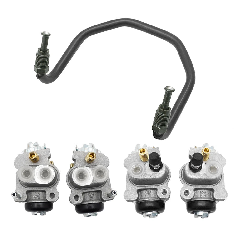 Set of 4 Front Brake Wheel Cylinders & Pipe Kit for Honda Rancher TRX350 TRX400 (2000–2006)