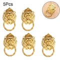 5X Gold Zinc Alloy Lion Head Drop Ring Handle Knobs for Cabinets