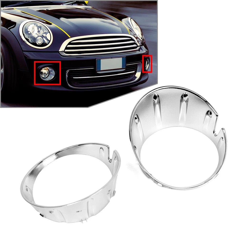 Pair Front Fog Light Trim Ring Cover for BMW Mini Cooper R55 R56 R57 R58