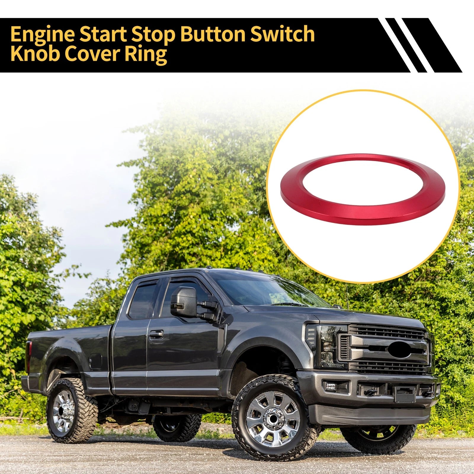 Engine Start Stop Button Switch Knob Cover Ring for Ford F-150 (2016–2021)