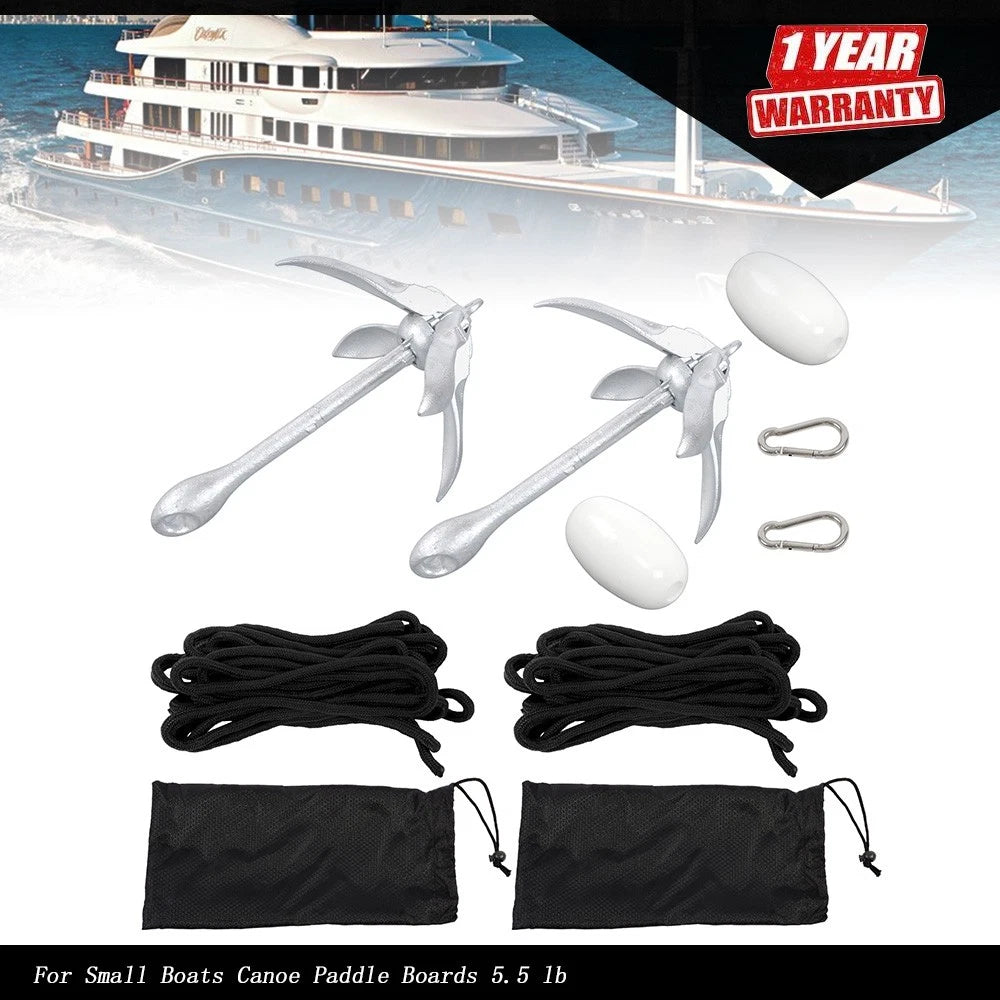 2X Folding Kayak Anchor Set for Grapnel Boat (5.5LB)