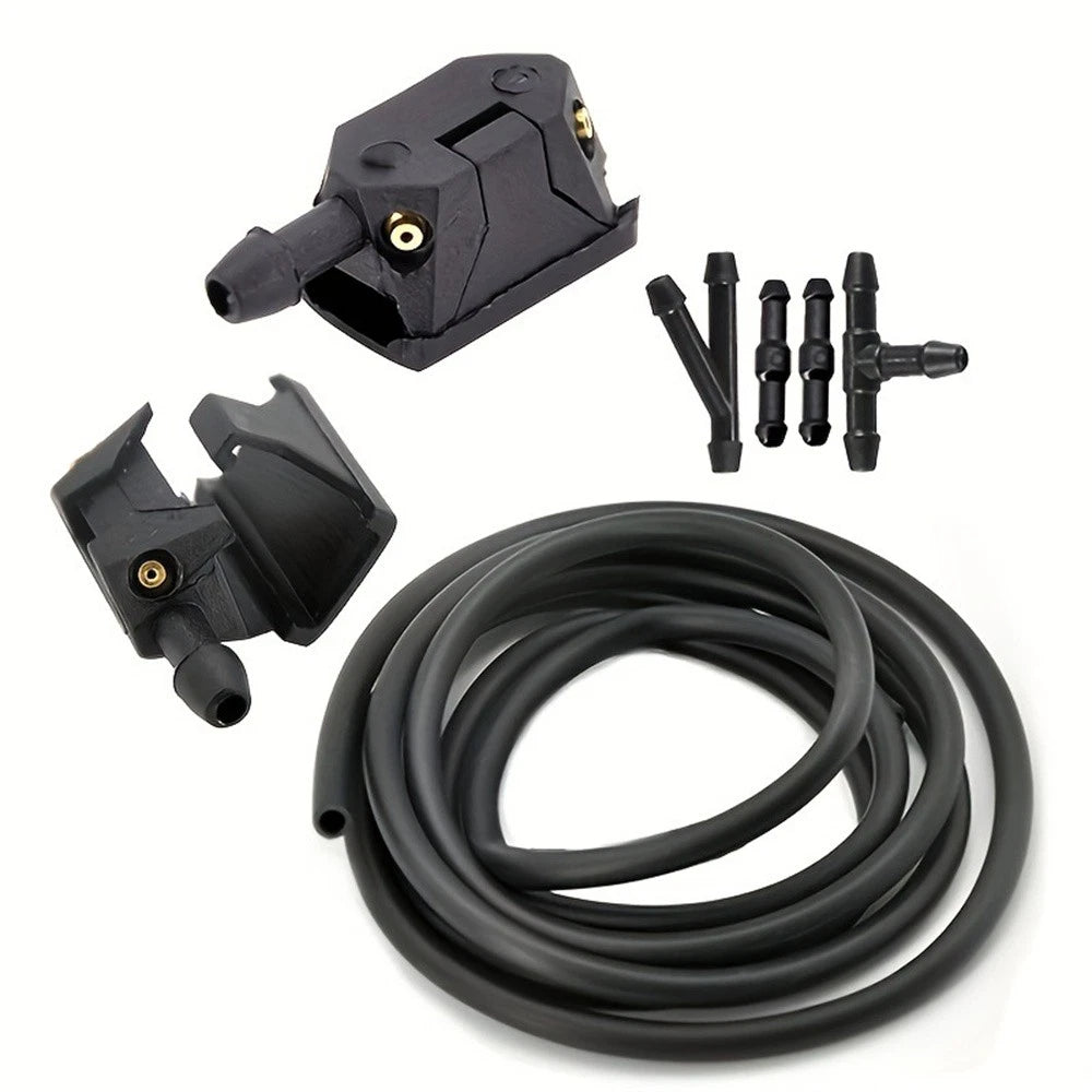 2pcs Front Windscreen Wiper Arm Washer Nozzle Jets 4 Way With 2m Pipe Hose Kit