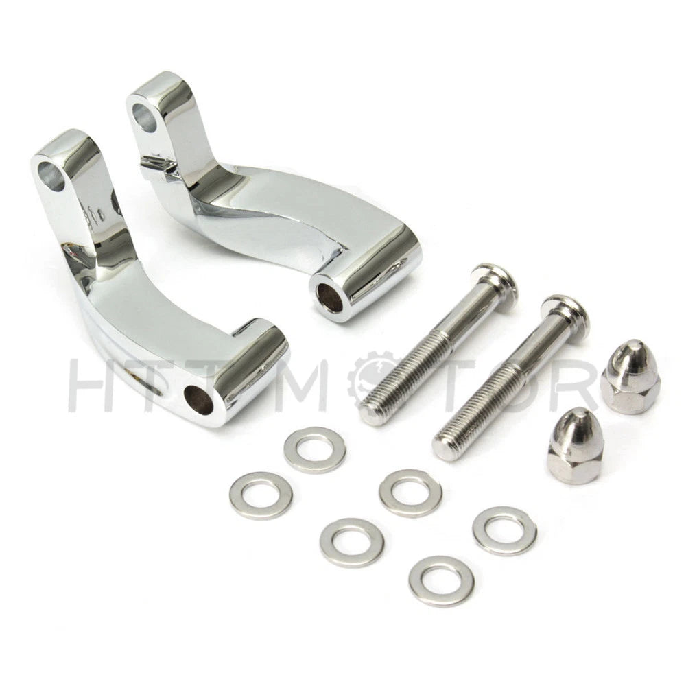 2X Chrome Motorcycle Mirror Relocation Extension Adapter for Harley
