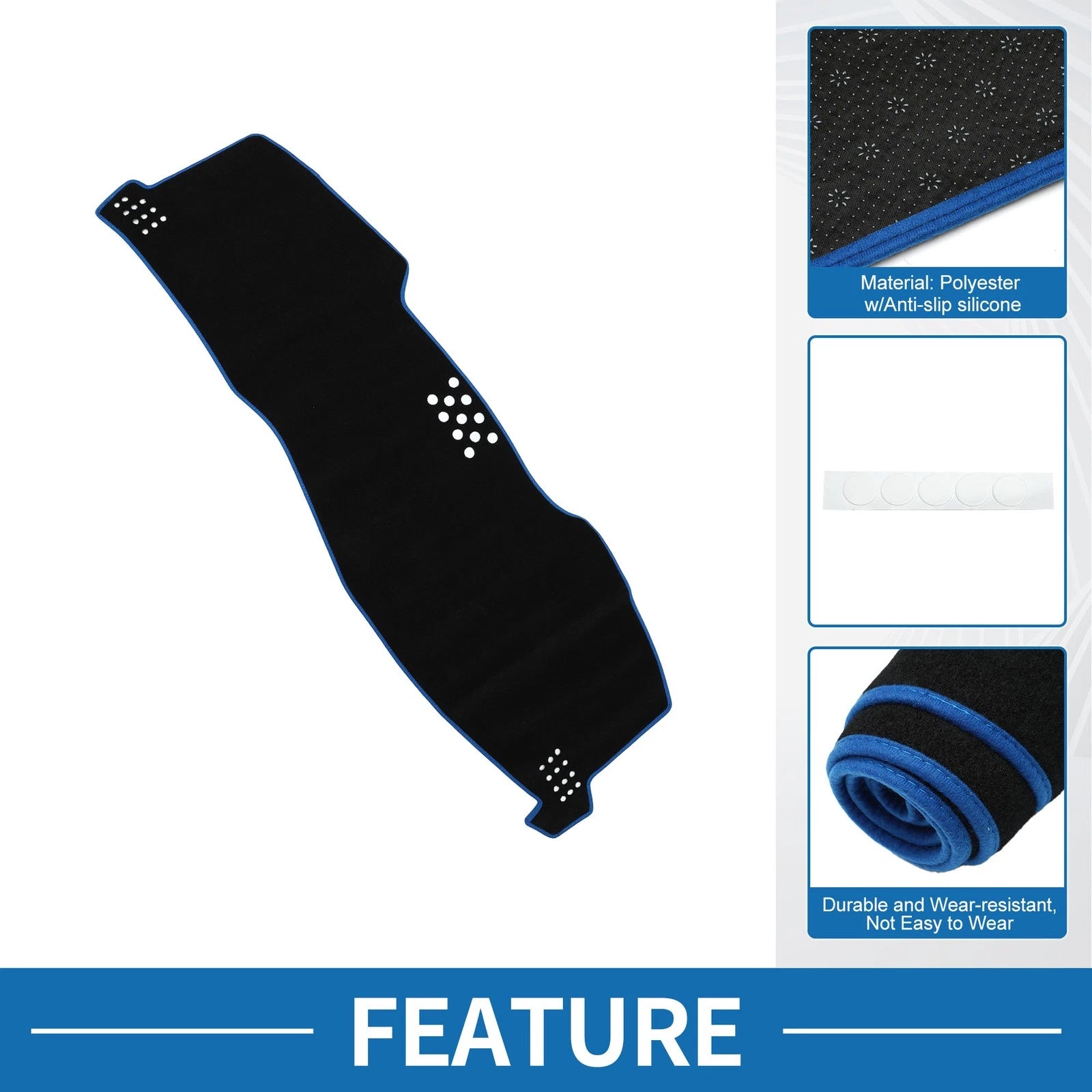 Dashboard Dash Cover Mat Replacement for Toyota Avalon (2005–2010) Black Blue