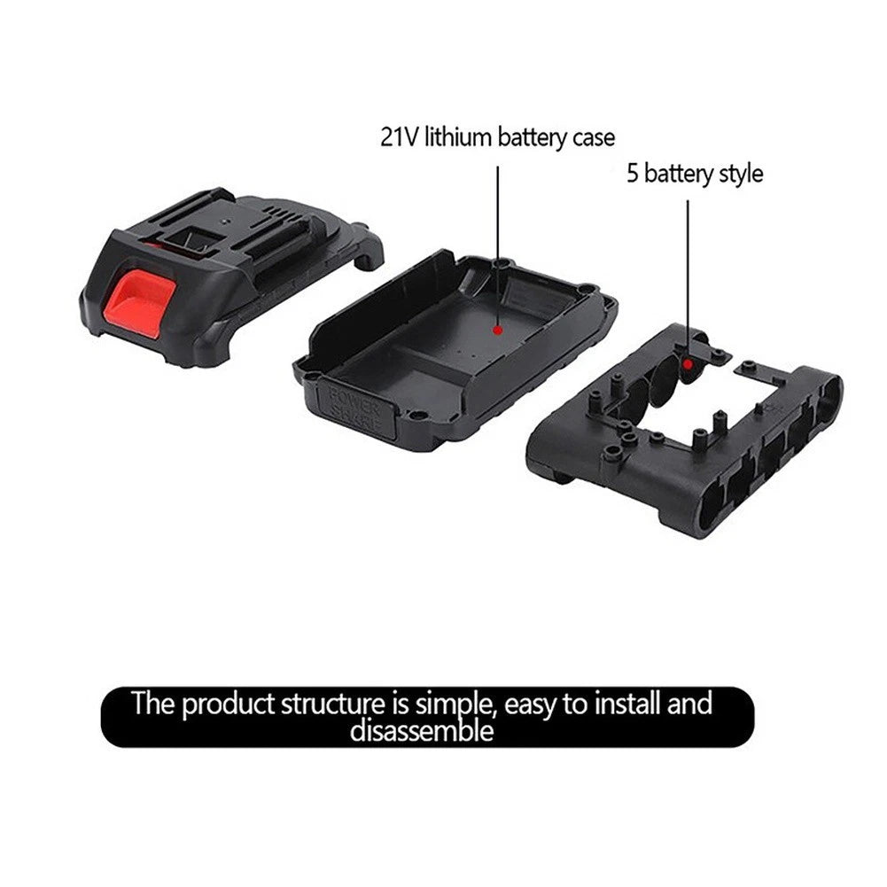 2-Pack Black Plastic Battery Case for 21V 5-Cell Li-ion Battery Housing