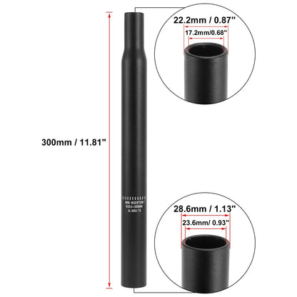 Bicycle Seat Post Aluminum Alloy Replacement for 28.6x300mm Seat Tube (Black)