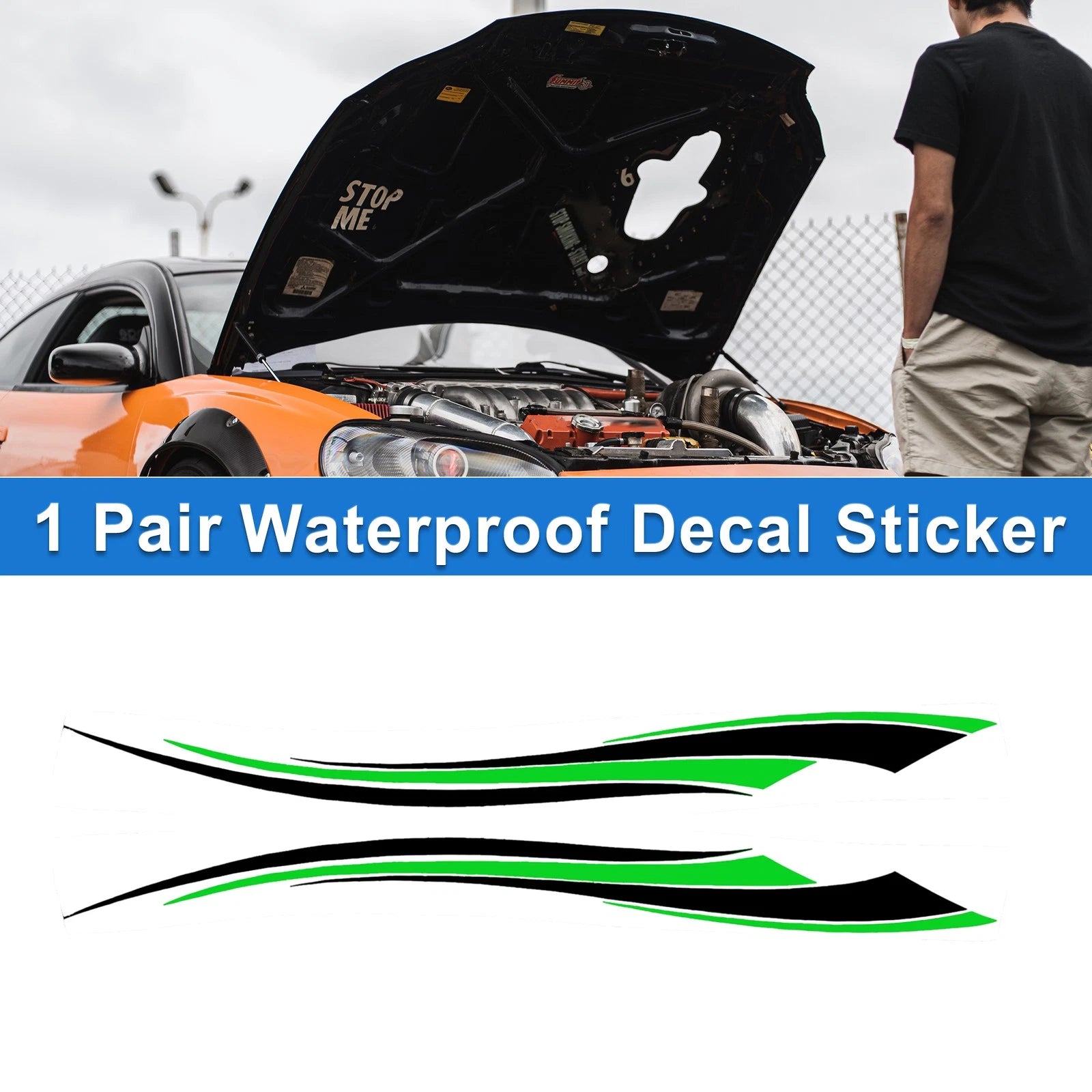 1 Pair Four-Wave Stripes Pattern Car Bumper Sticker Decal for Universal (180cm)