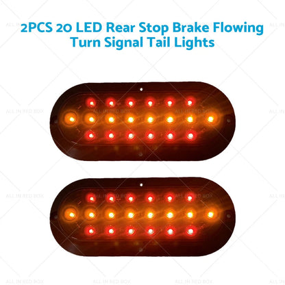 2X LED Rear Stop Brake Flowing Tail Lights for Truck Trailer Caravan
