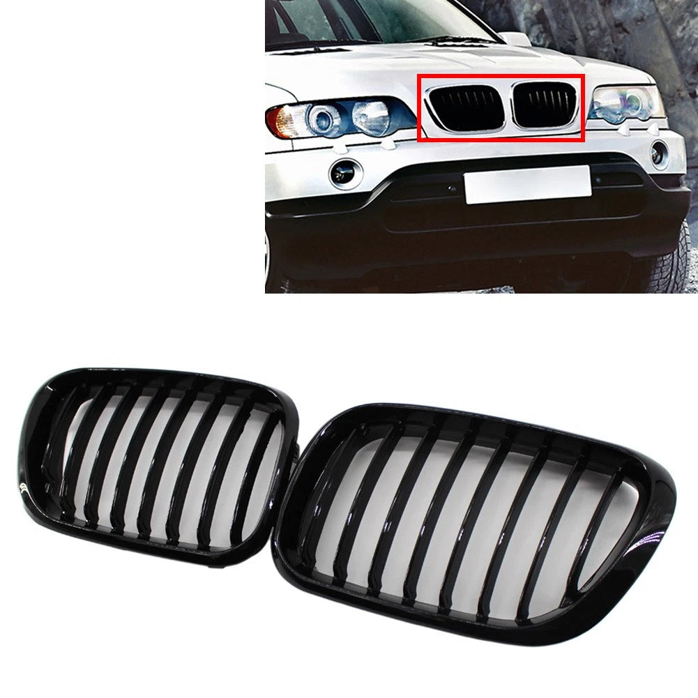 Glossy Black Front Hood Grille For BMW X5 E53 1999-2003