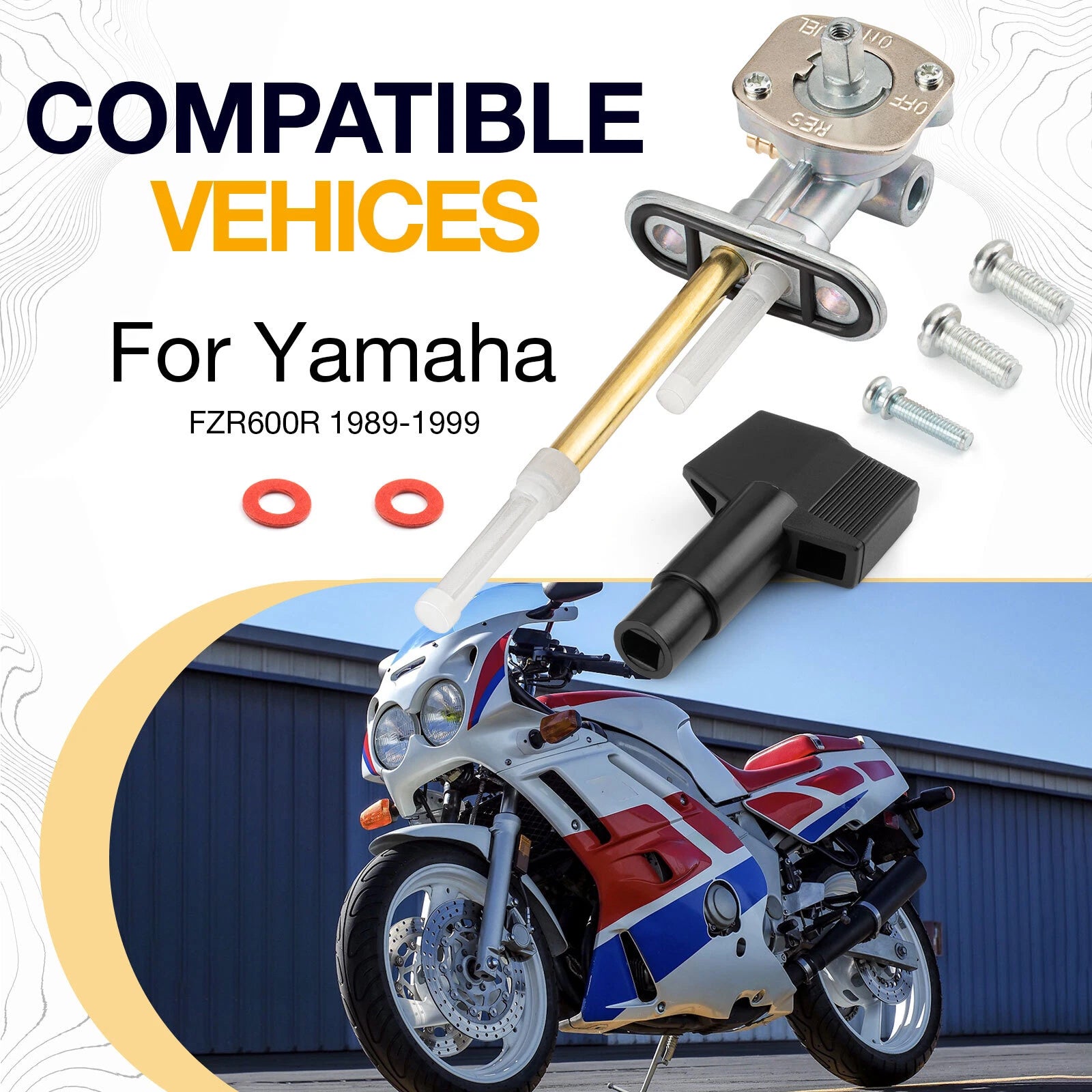 Fuel Valve Petcock with Lever for Yamaha FZR600R (1989–1999) 3HE-24500-01-00
