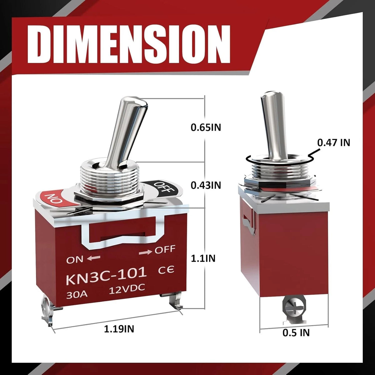 SPDT ON-OFF Switch for Automotive Applications (Easy Installation)