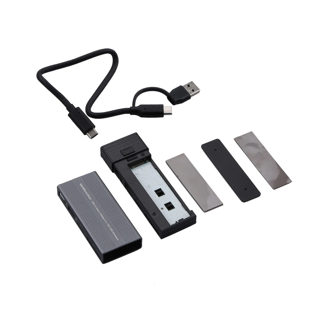 M.2 NVMe SATA SSD Enclosure Adapter Case Type-C Hub