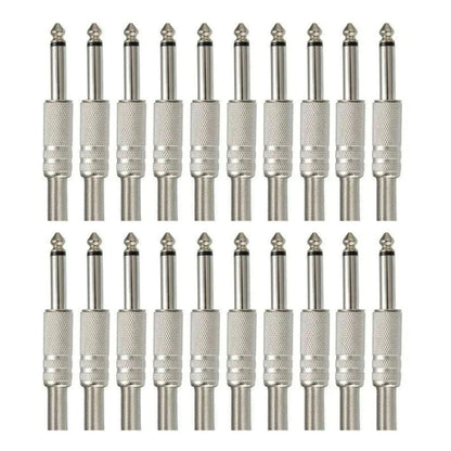 20 x 1/4" Male Monaural Connector Plug with Soldering Terminals