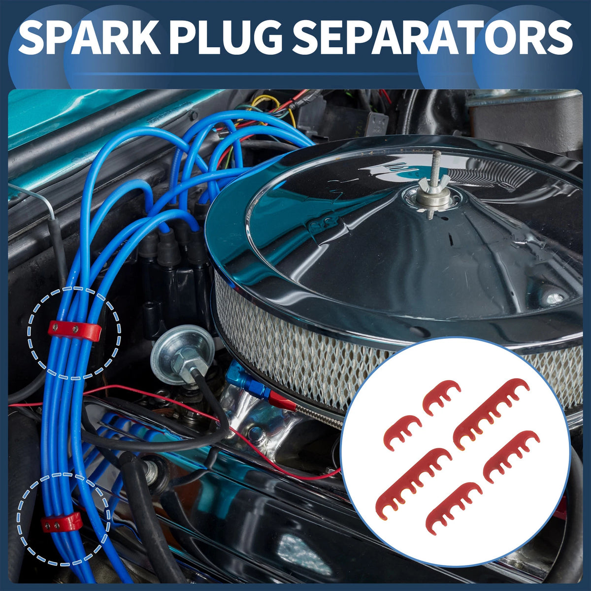 Set of 6 Engine Spark Plug Wire Dividers for Ford, Chevy (Fits )