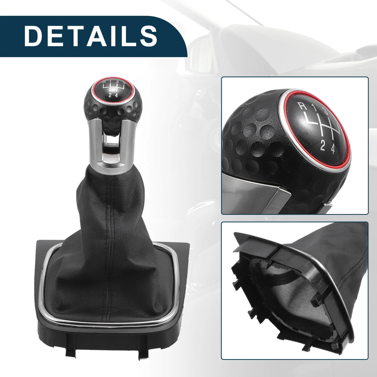 5 Speed Gear Shift Knob with Cover for VW Golf 6 MK6 GTI (2009–2013)