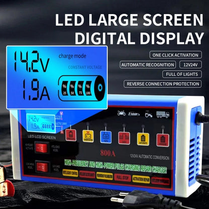 12V 24V Pulse Repair Car Battery Charger with Safety Features