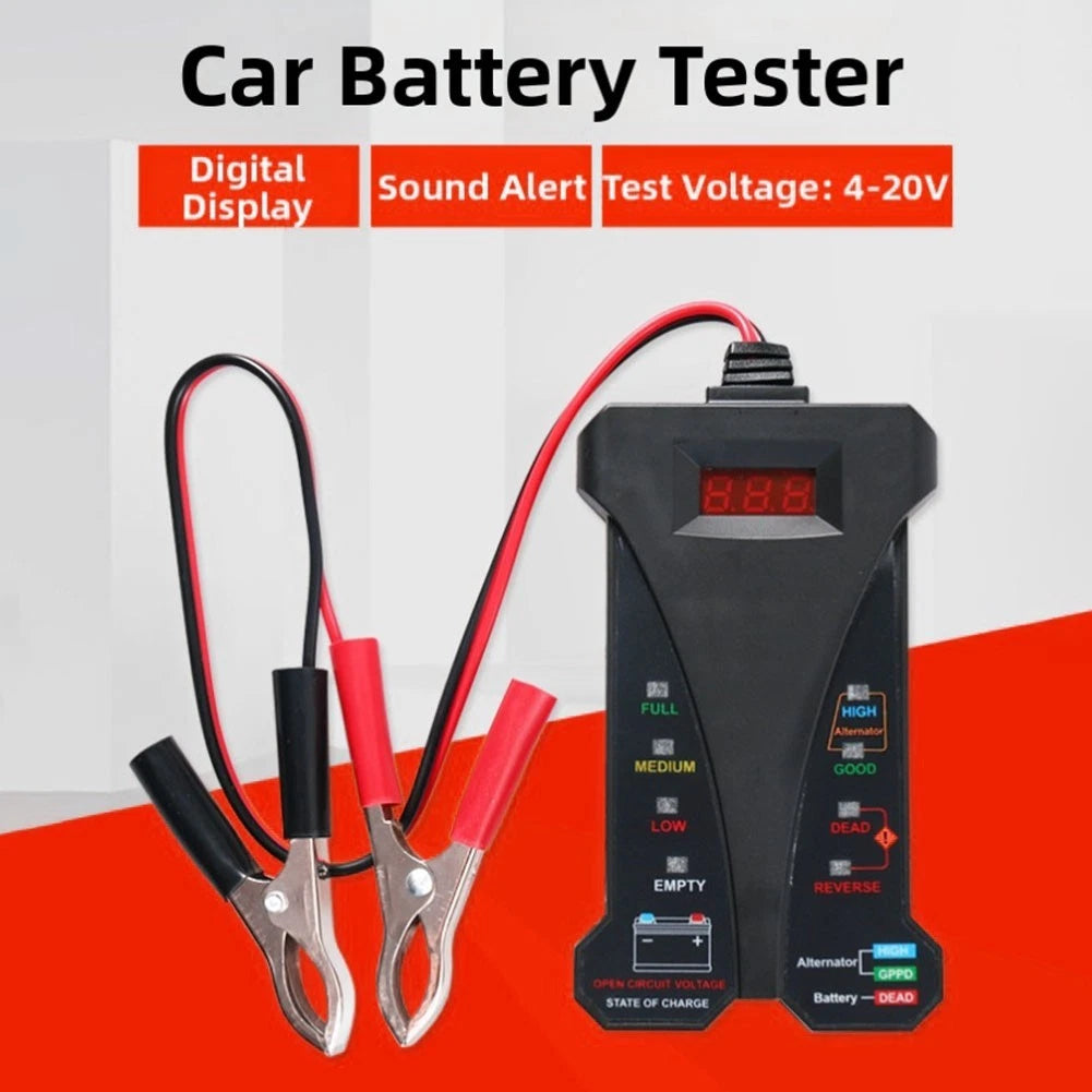 Digital Car Battery Tester 12V Load Tester with Voltmeter and Alternator Status