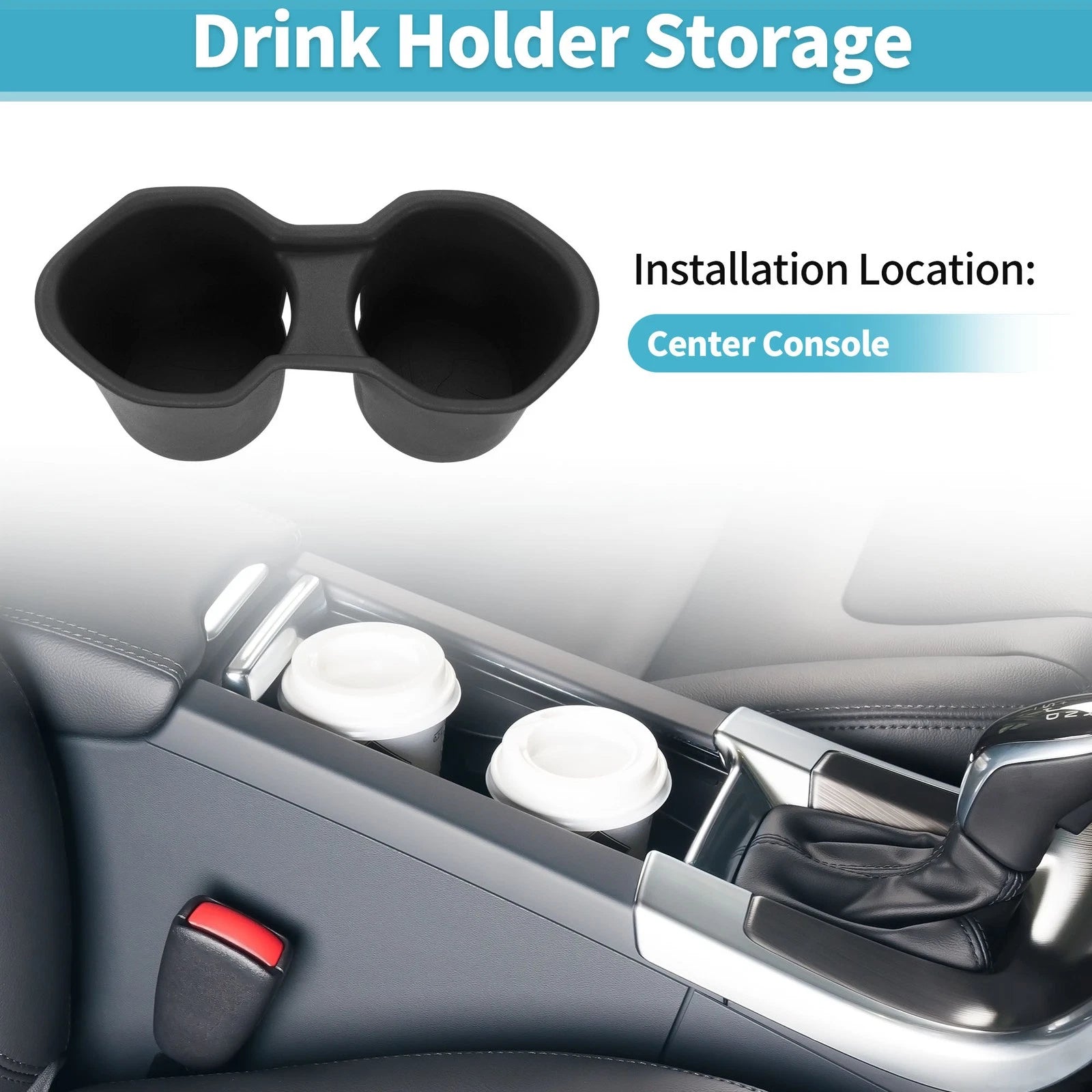 Console Cup Holder Organizer TPE Black for Subaru Forester 2025-2026