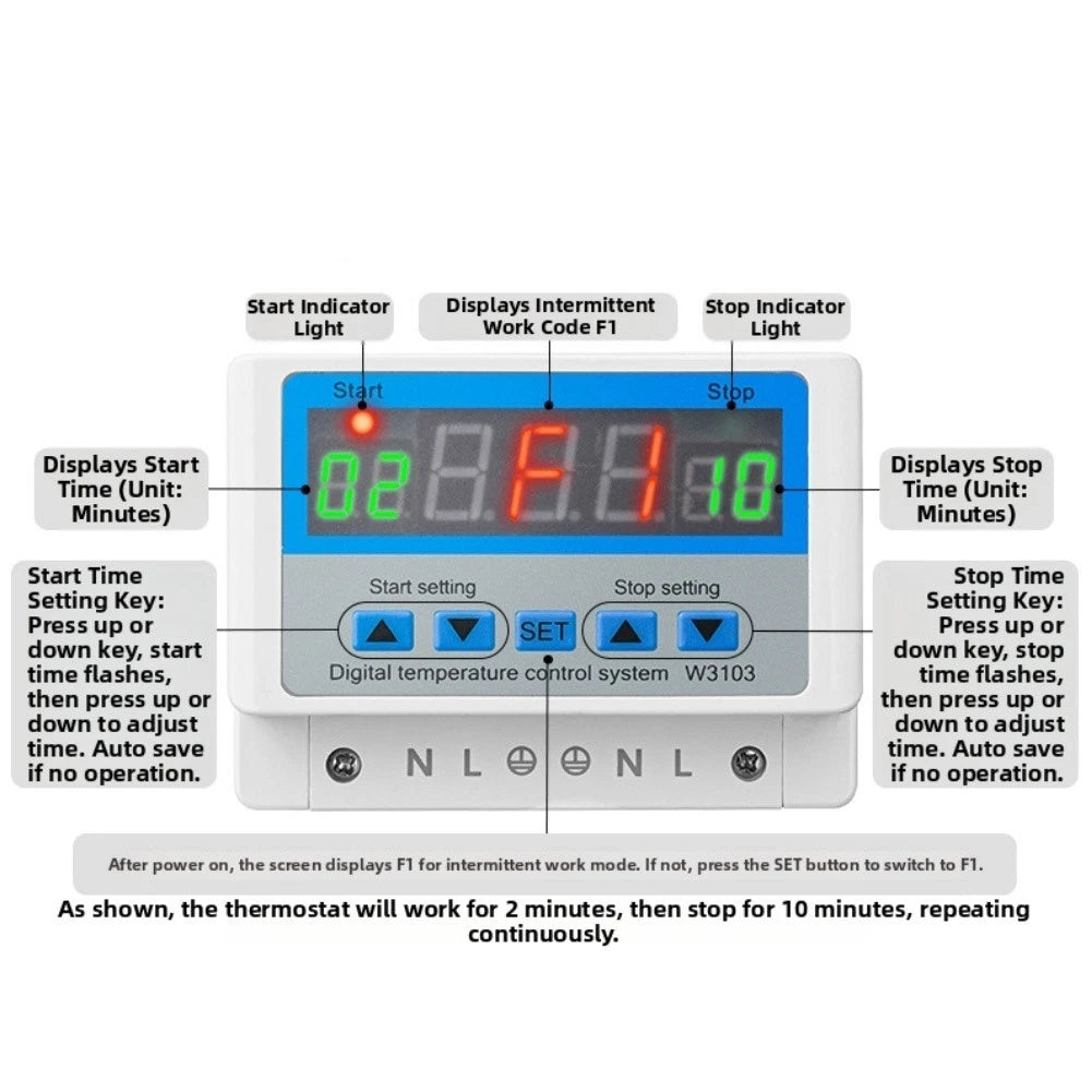 W3103 30A Digital Temperature Controller for Automotive (220V)