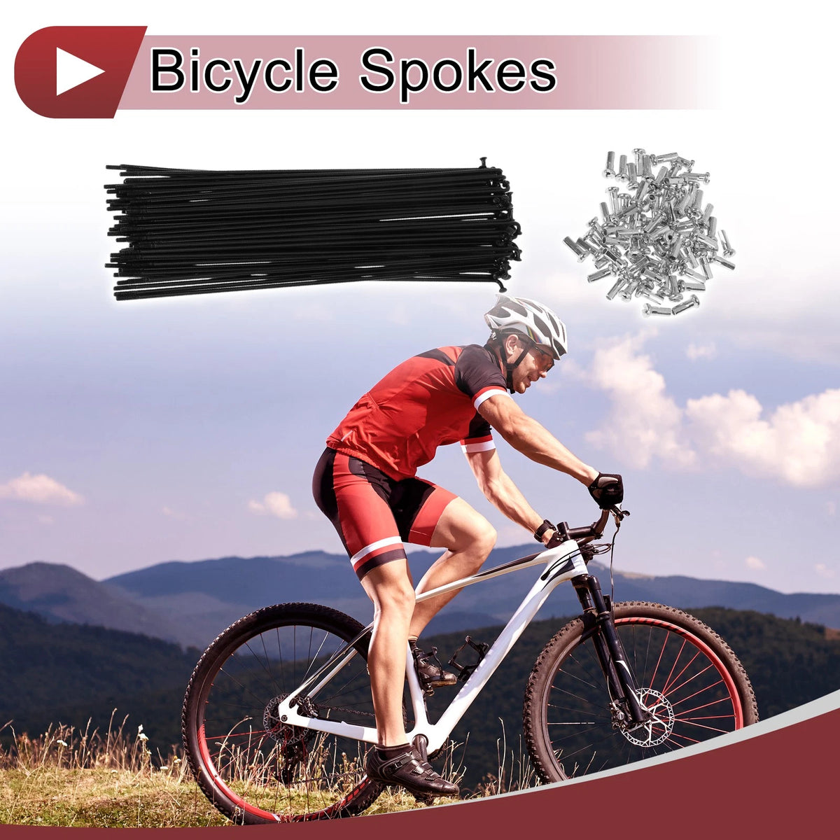 Bicycle Spoke Set 14G 179mm Carbon Steel for 26 700c Wheels (1950–1950)