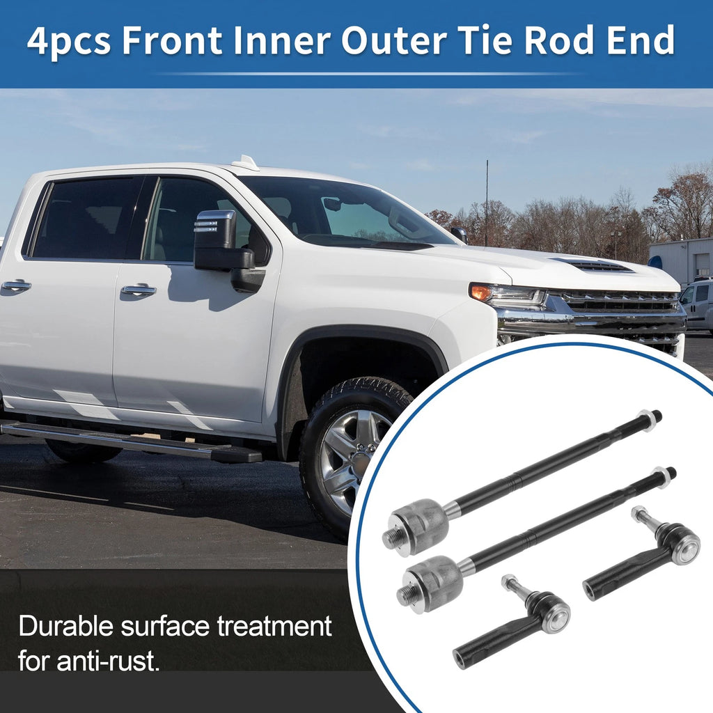 4pc Front Inner Outer Tie Rod End Link for Chevrolet Equinox (2010–2017)