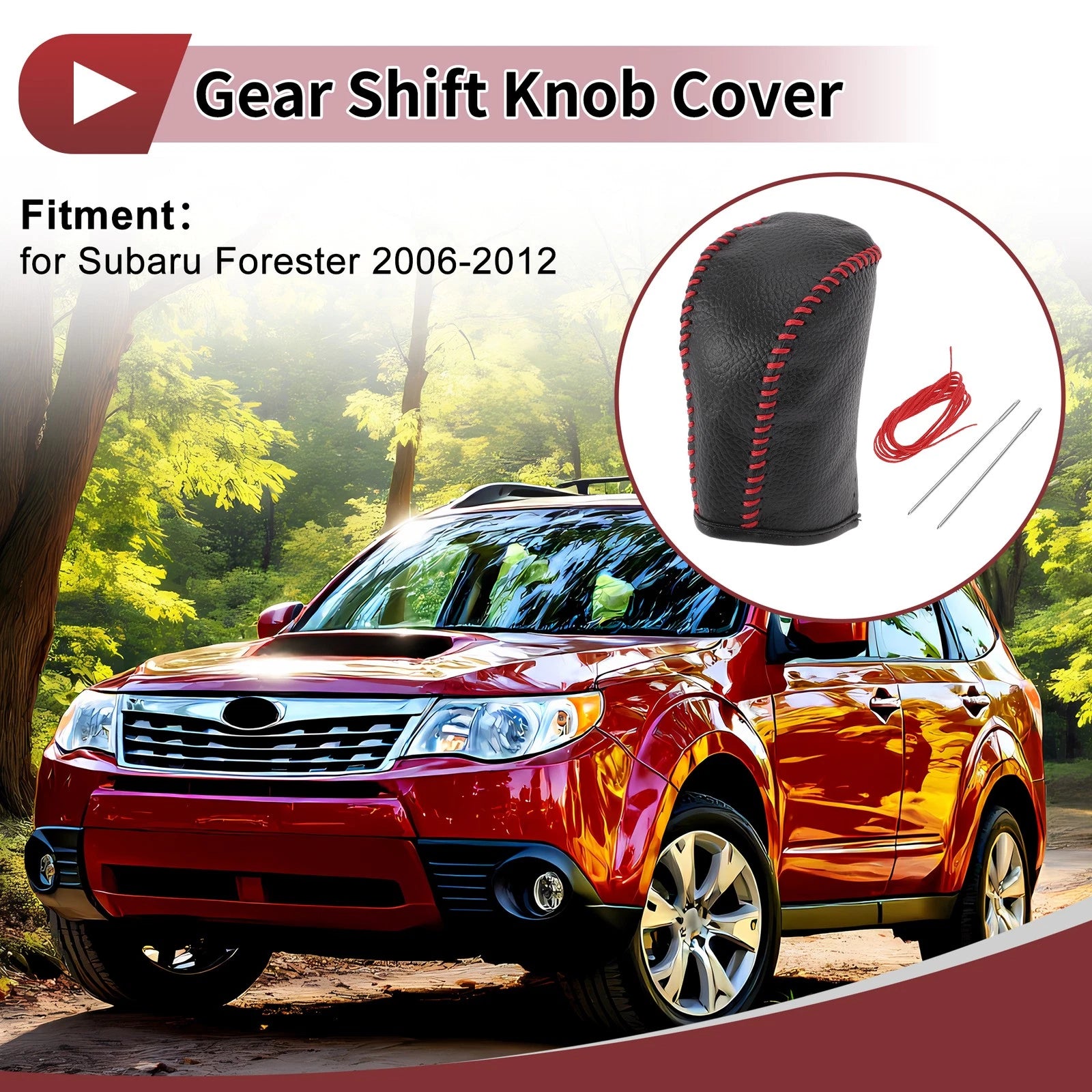 Gear Shift Knob Cover Replacement Faux Leather for Subaru Forester (2006–2012)