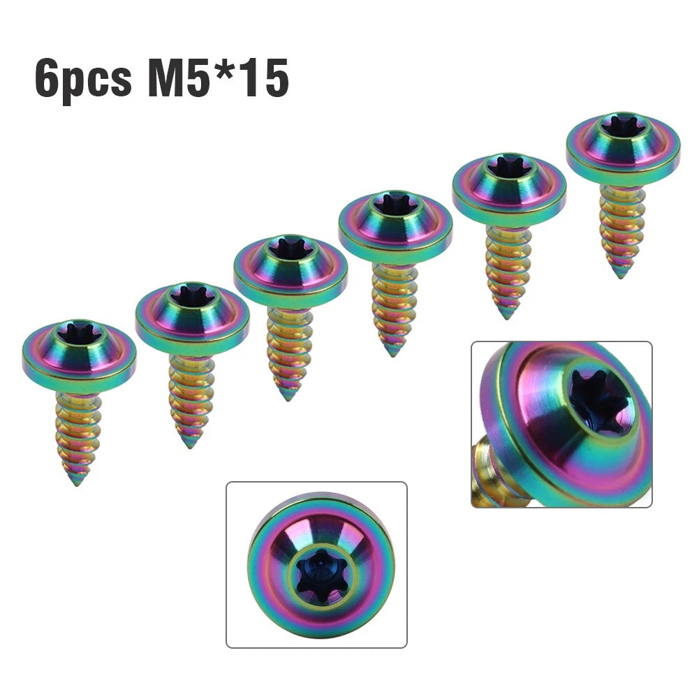 6pcs Titanium Bolts Truss Torx Head Self Tapping Screws M5x15mm Fastener GZ