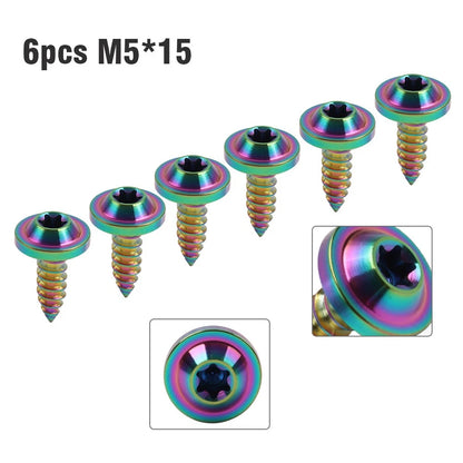 6pcs Titanium Bolts Truss Torx Head Self Tapping Screws M5x15mm Fastener GZ