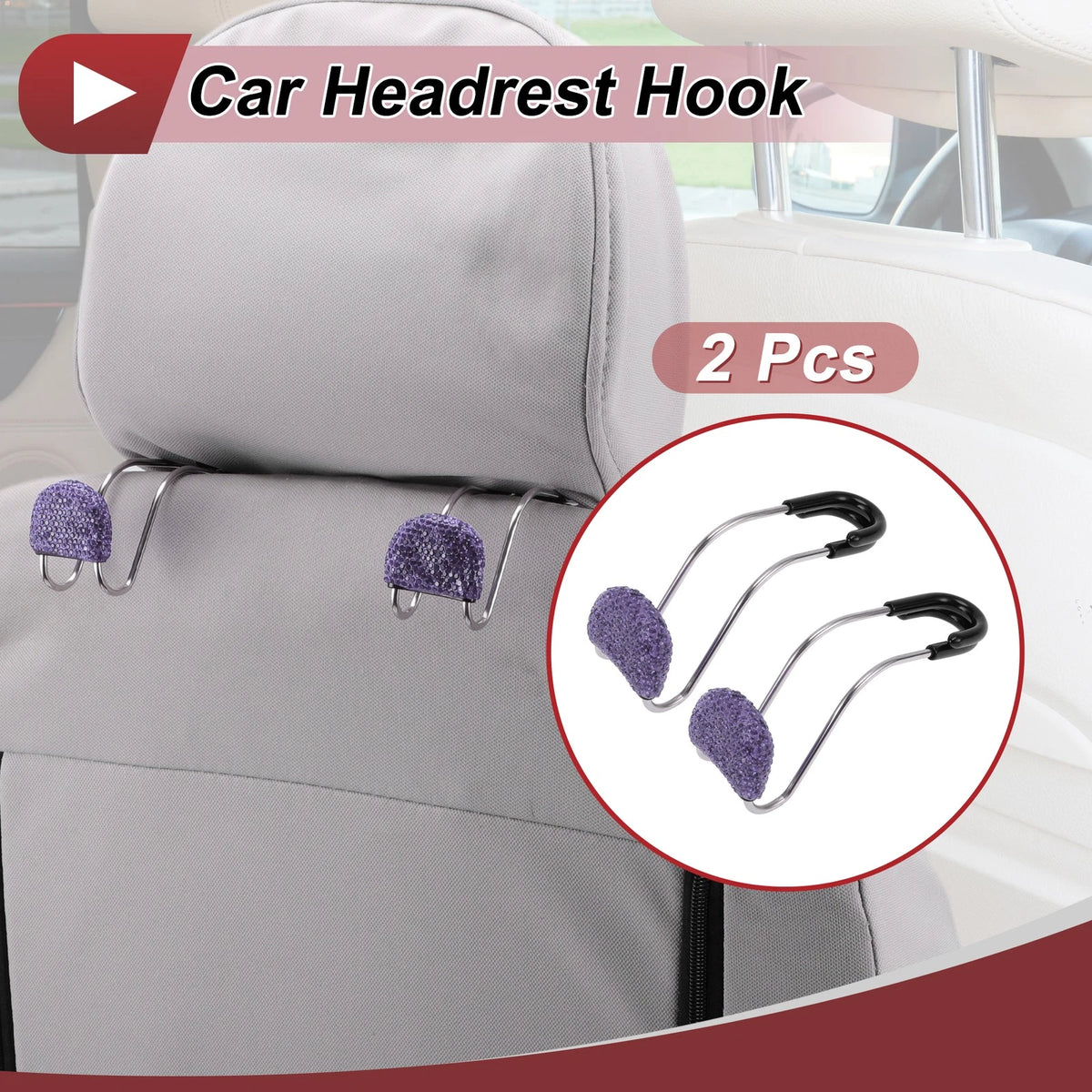 2 Pcs Universal Car Seat Headrest Hook for Purses and Bags (4.69"x1.57")