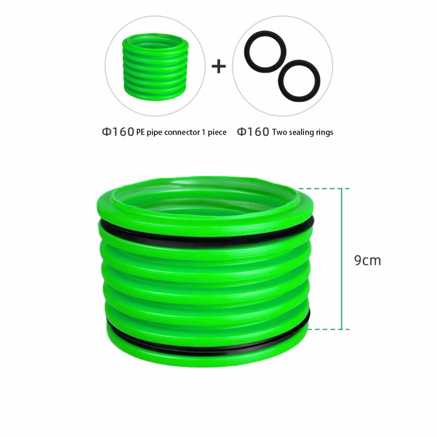Reusable PE Air Duct Connector for 75mm to 160mm Pipes