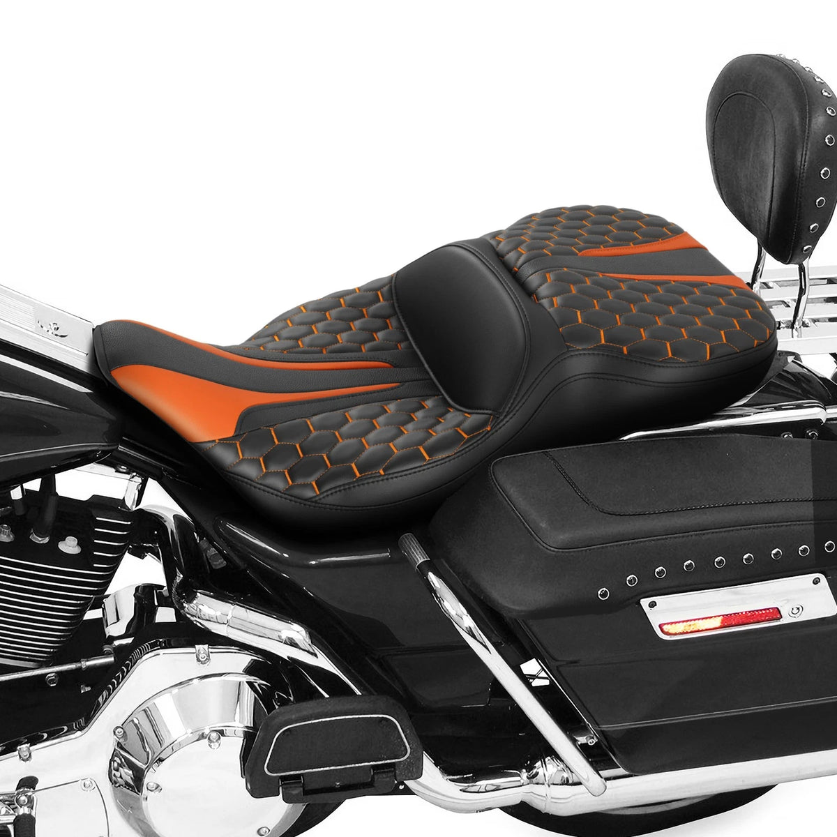 Driver Passenger Seat for Harley Electra Road Glide (1997–2007) Black Orange
