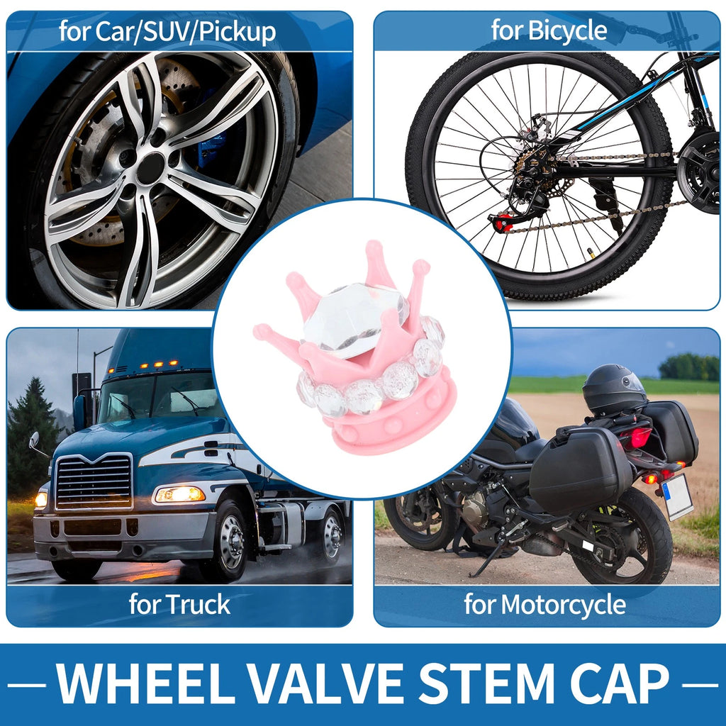 Tire Valve Stem Caps Replacement for Car SUV Bike 4 Pack (Pink Silver)