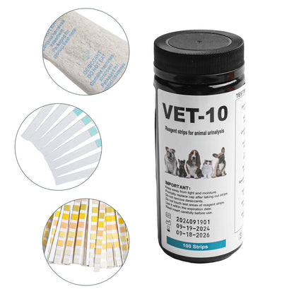 100pcs Pet Urine Test Strips for UTI, pH, Glucose, Ketones, Specific Gravity
