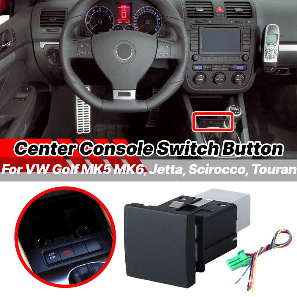 Transmission Gear Box Center Console Switch Button for VW Golf Mk5 Mk6, Jetta (2003–2013)