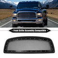 Front Grille Assembly with Rivet for Dodge Ram 1500 (2011–2012) Gloss Black