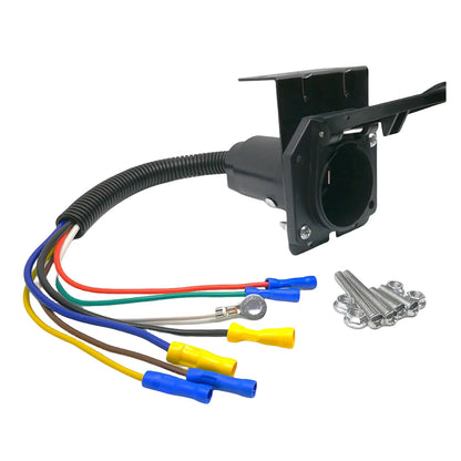 7-Pin 7-Way RV-Style Trailer Connector Socket with Wiring Harness Adapter