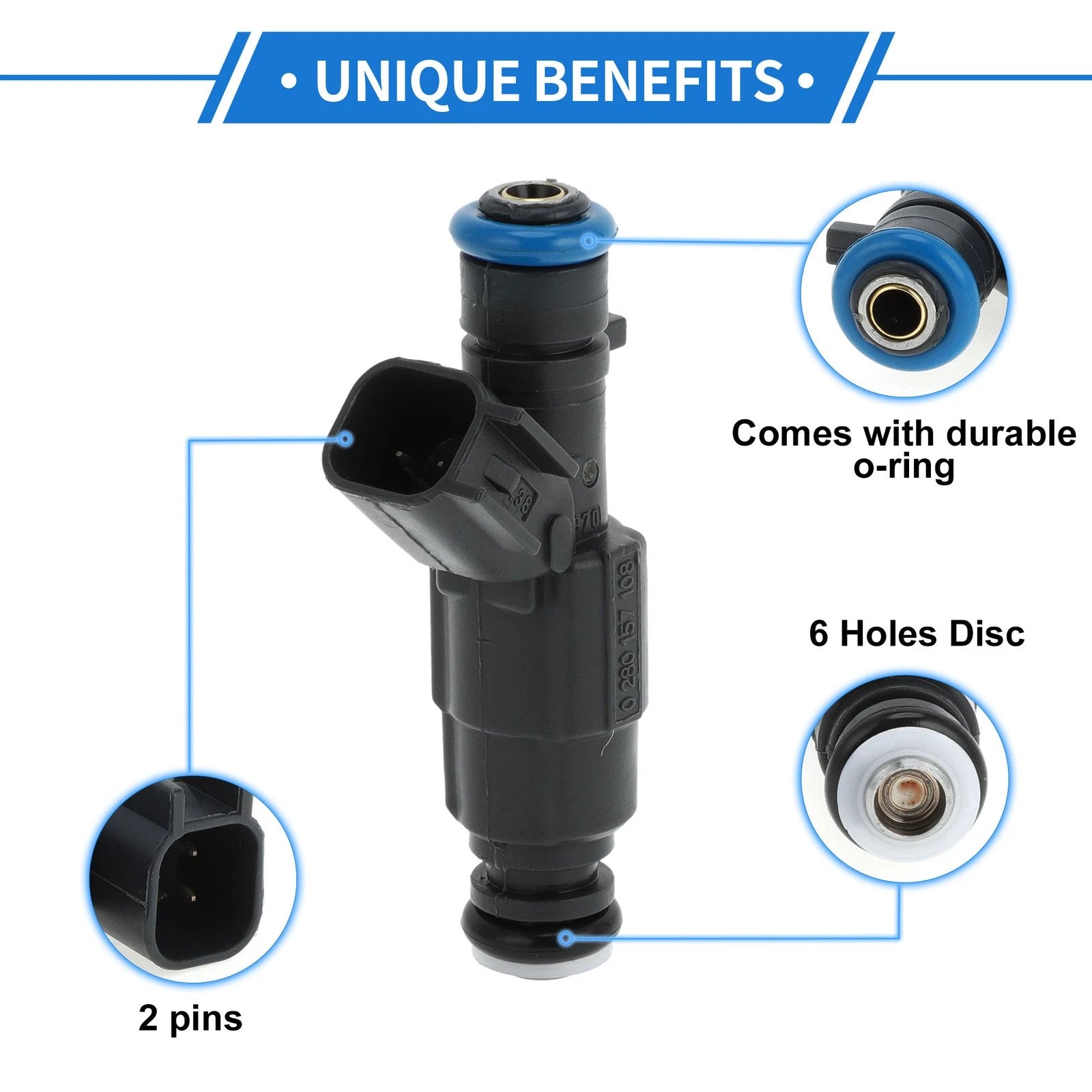Fuel Injector Replacement for Chevrolet Aveo 1.4 (2010–2016) 1 Pc Black