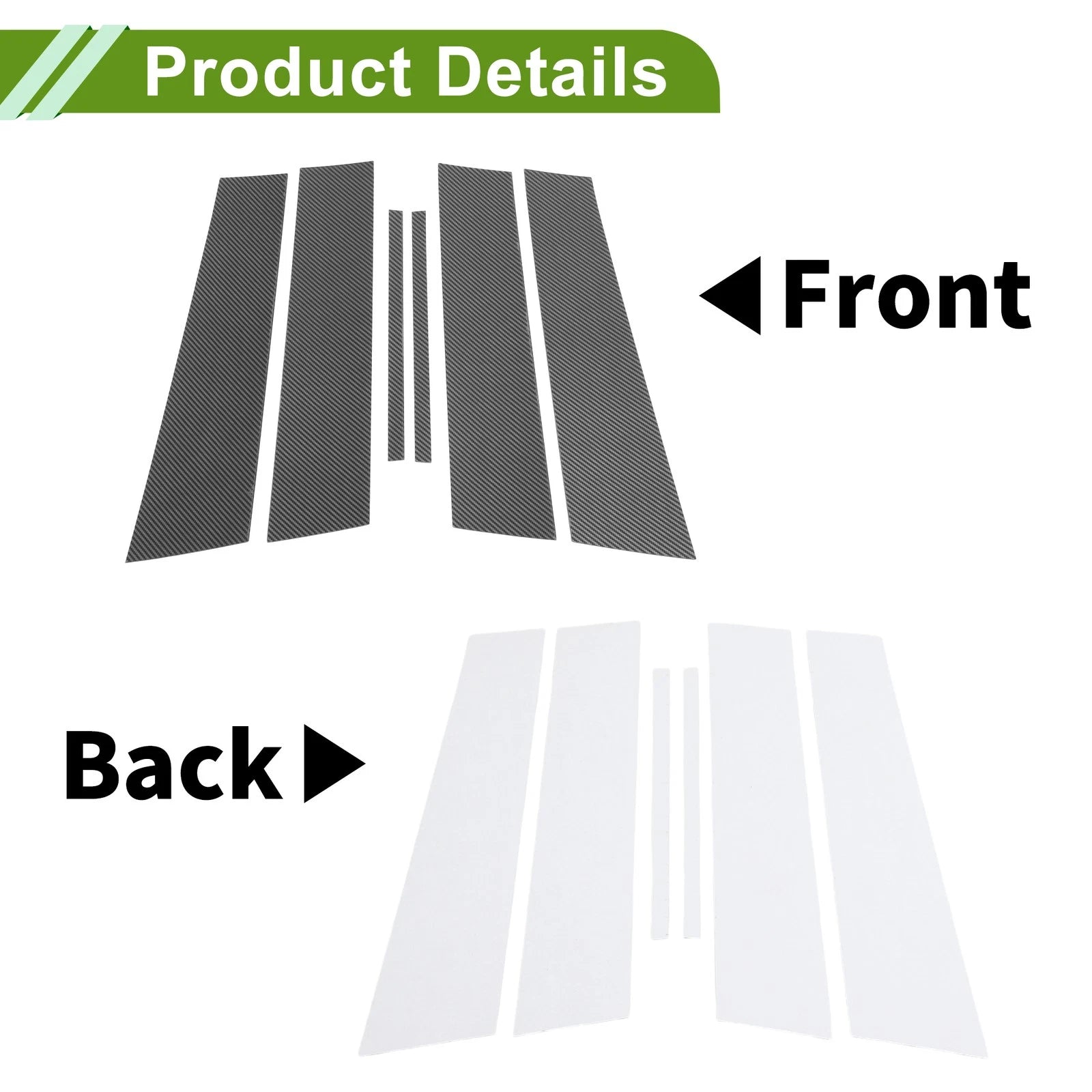 6 Pcs Pillar Window Trim for Chevy Cruze (2016–2019) Carbon Fiber Pattern