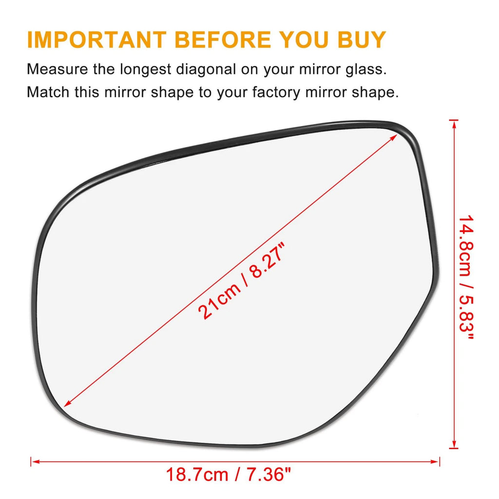 Left Heated Mirror Glass with Backing Plate for Mitsubishi Outlander (2013–2024)