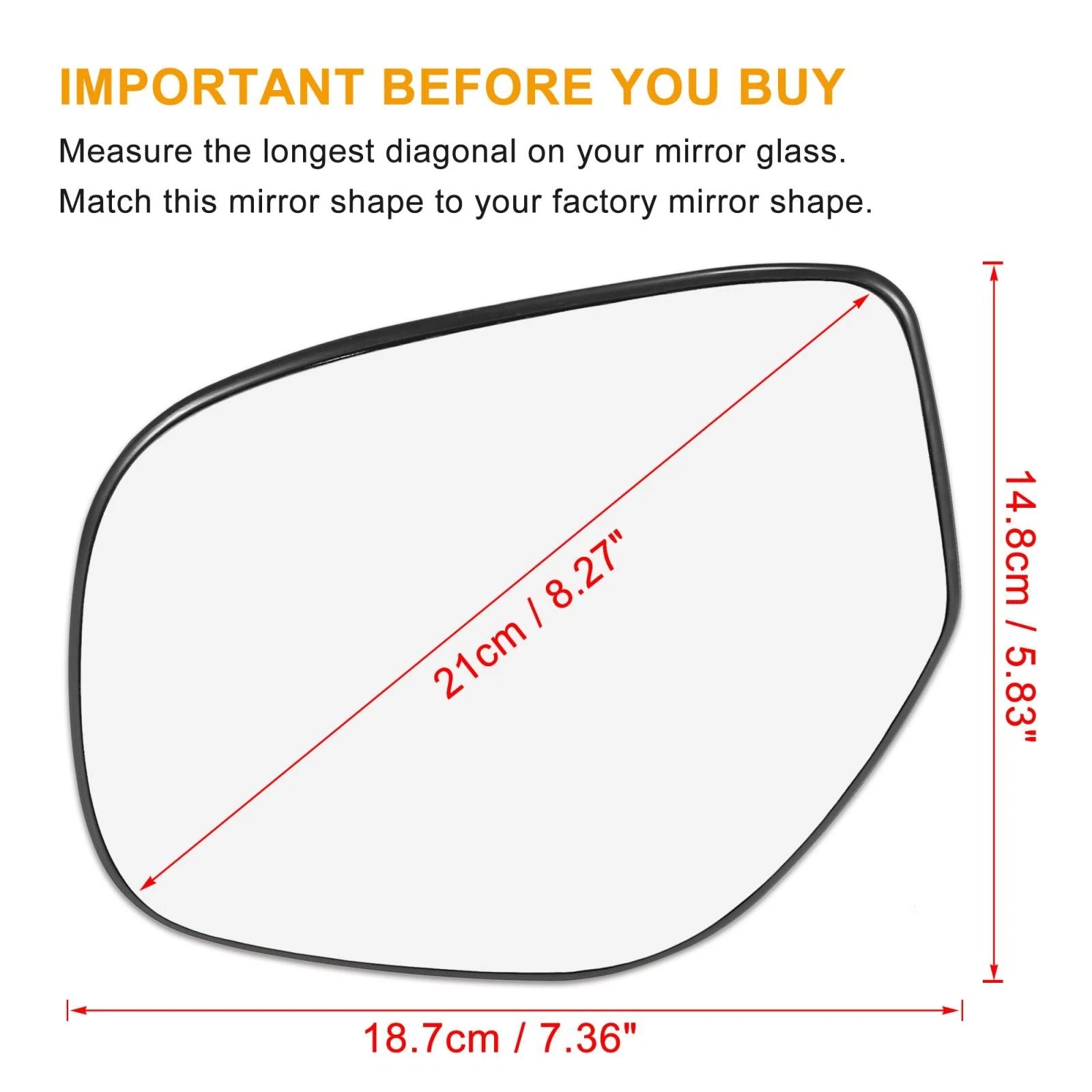 Left Heated Mirror Glass with Backing Plate for Mitsubishi Outlander (2013–2024)
