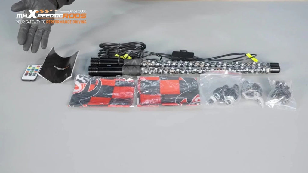 2X RGB Chasing Whip Lights for ATV (Music Sync Mode)