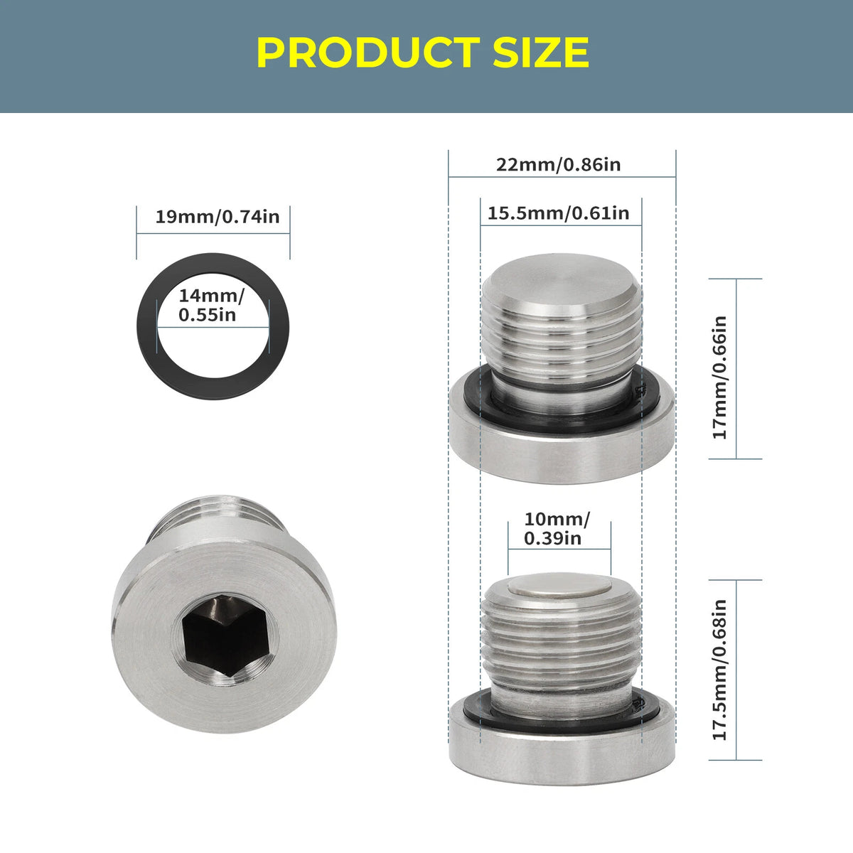 Front Differential Fill and Drain Plug for Polaris RZR ATV (Gen 3)