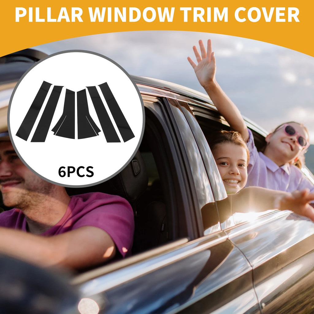 6 Pcs Door Pillar Window Trim for Honda Fit (2013–2019) Black