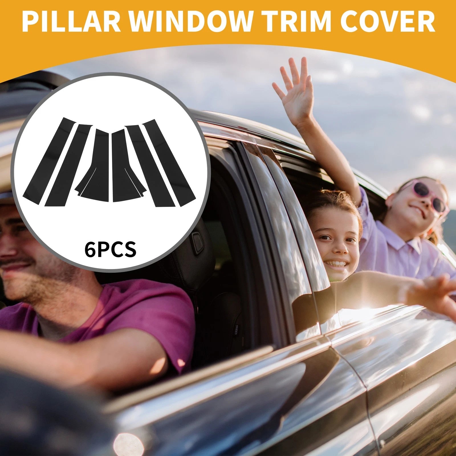 6 Pcs Door Pillar Window Trim for Honda Fit (2013–2019) Black