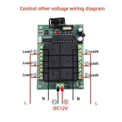 6-Channel Relay RF Wireless Remote Control Switch Transmitter Receiver Accessory