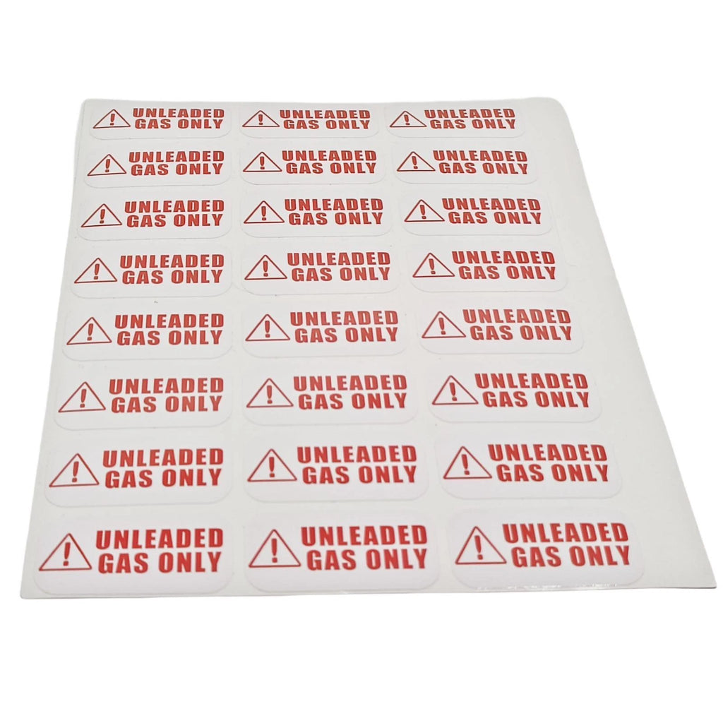 Set of 24 Unleaded Gas Only Stickers 1"x2" Waterproof Vinyl Labels