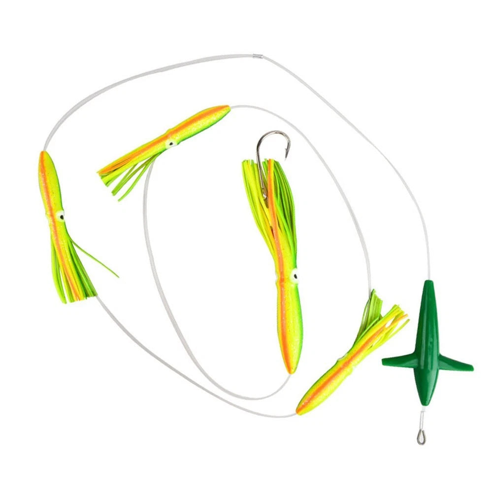 Teaser Rigged Feather Trolling Lure for Squid Tuna Saltwater